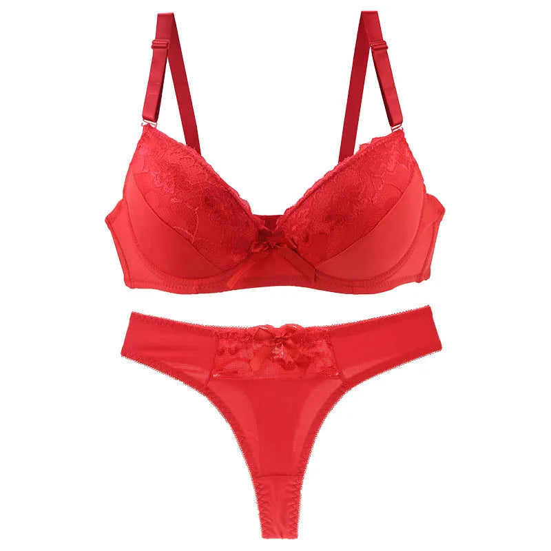 DaiNaFang New Sexy Push Up Bra Sets Padded Solid Lace Underwear For Women BCDE Cup Plus Size Female Lingerie