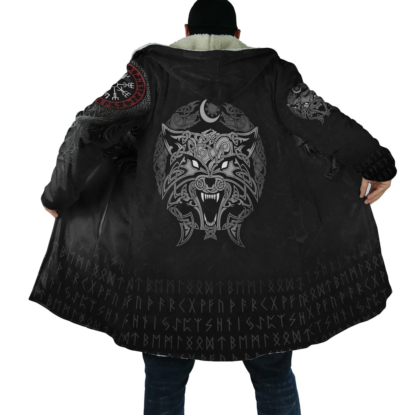 Winter Fashion Mens Hooded cloak Lion Tattoo Wolf 3D Printing Thick Fleece wind breaker Unisex Casual Warm Hood cloak DP04