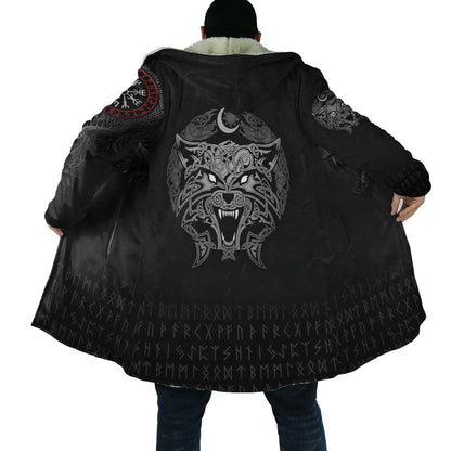 Winter Fashion Mens Hooded cloak Lion Tattoo Wolf 3D Printing Thick Fleece wind breaker Unisex Casual Warm Hood cloak DP04