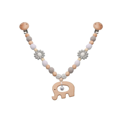 Baby New Animals Stroller Chain Wooden Pram Clip Pacifier Clip Chain Crochet Animal Teething Bracelet Mobile Stroller Toys