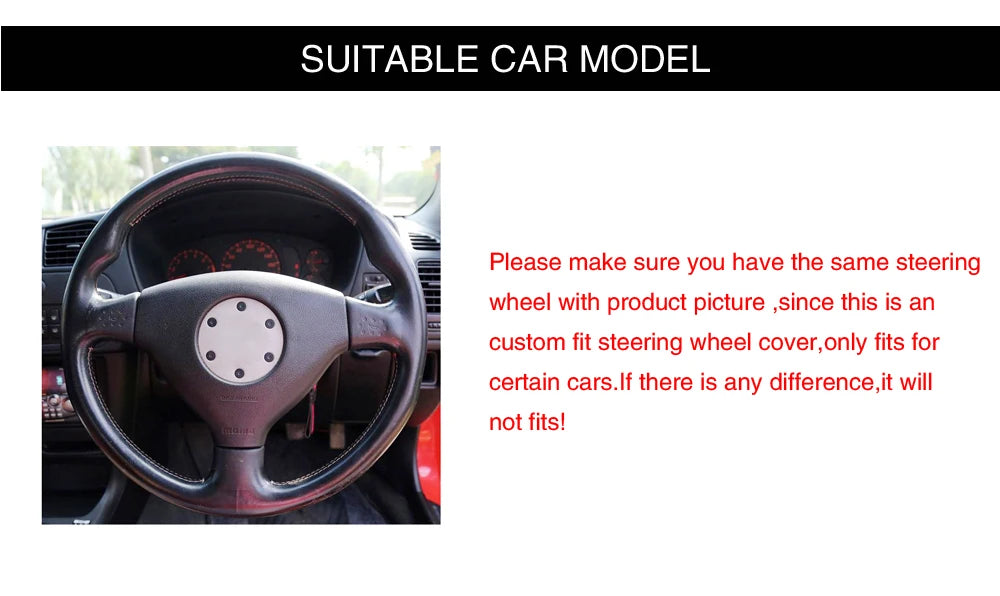 Black Faux Leather Car Steering Wheel Cover for Mitsubishi Lancer Evolution EVO VI 6 V 5 IV 4 1996-2000