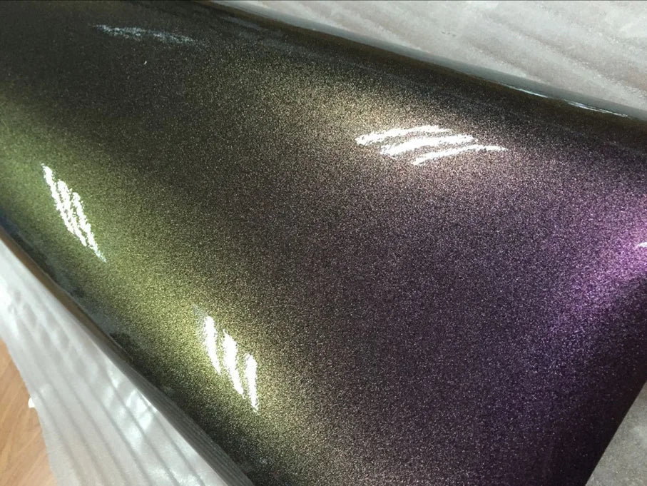 Premium Gloss Chameleon Pearl Glitter Metallic Green purple Vinyl Car Wrap Foil With Air Release Diamond Car Sticker Decal