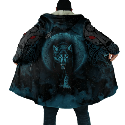 2025 Winter Fashion Mens Cloak Odin Raven Tattoo 3D Printing Fleece Hooded cloak Unisex Casual Thick Warm Cape coat PJ-01