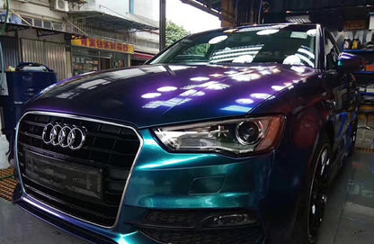 Premium Gloss Chameleon Pearl Glitter Metallic Green purple Vinyl Car Wrap Foil With Air Release Diamond Car Sticker Decal