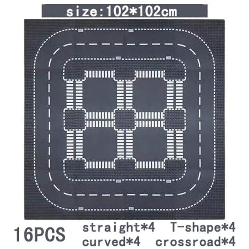 City Road Street Baseplate Straight Crossroad Curve T-Junction Building Blocks Base Plate 32*32 Compatible All Brands City