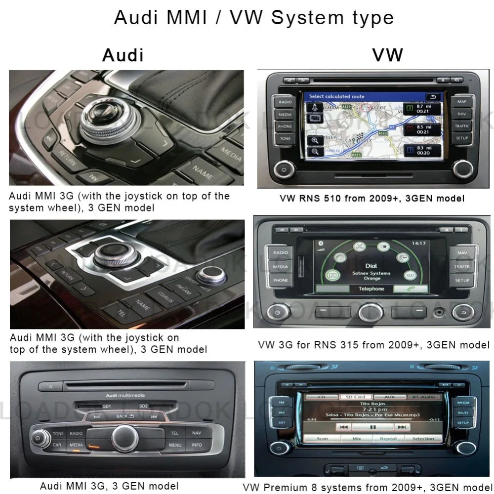 Car Bluetooth AUX Receiver USB Cable Adapter for VW Audi 2G 3G MMI Systems A4 A5 A6 Q5 Q7 Audio Media Input AMI MDI Interface