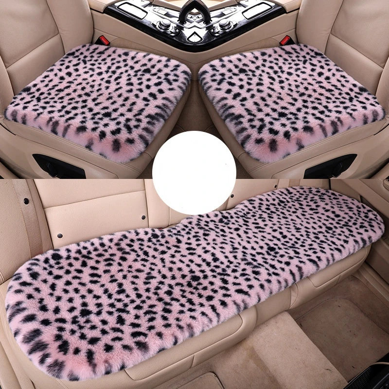 Seat Cushion Leopard Fluffy Pink Covers for Cars Seat Cover Car Decor Accessories Interior for Women for BMW Honda Hyundai LADA