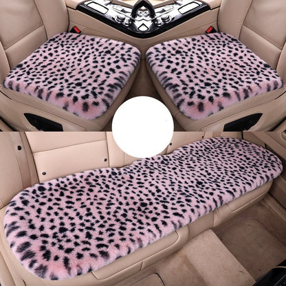 Seat Cushion Leopard Fluffy Pink Covers for Cars Seat Cover Car Decor Accessories Interior for Women for BMW Honda Hyundai LADA