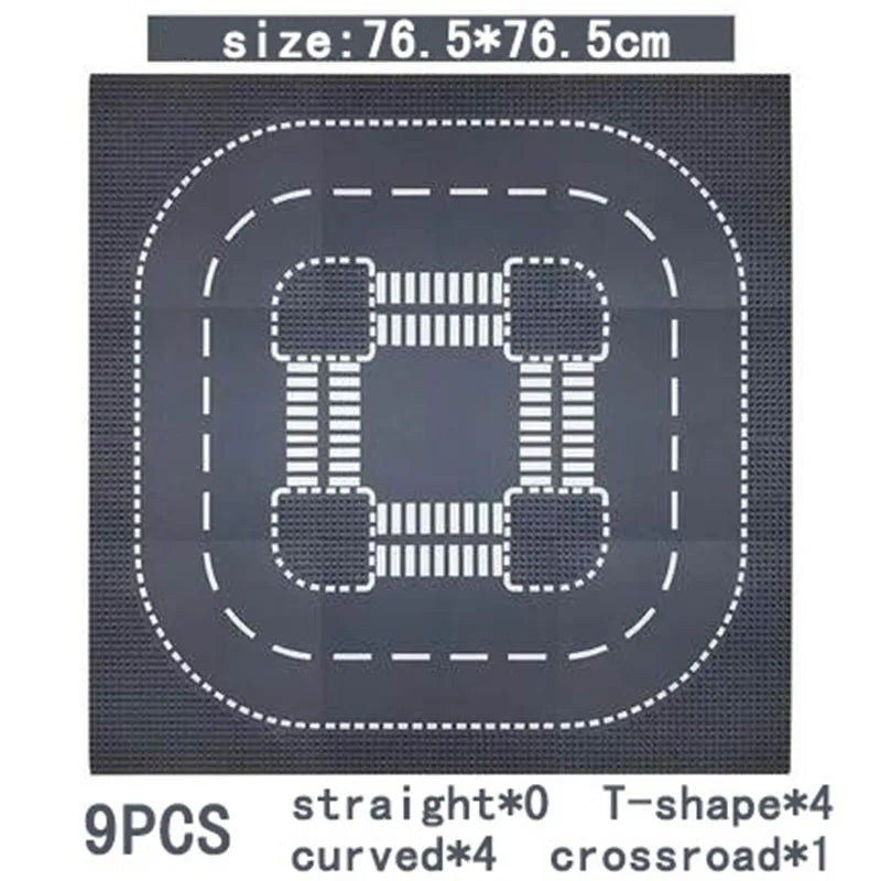 City Road Street Baseplate Straight Crossroad Curve T-Junction Building Blocks Base Plate 32*32 Compatible All Brands City