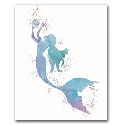 Nodic Modern Canvas Painting Mermaid Wall Art Posters And Prints Design For Baby Girls Room Bedroom Home Decor No Frame