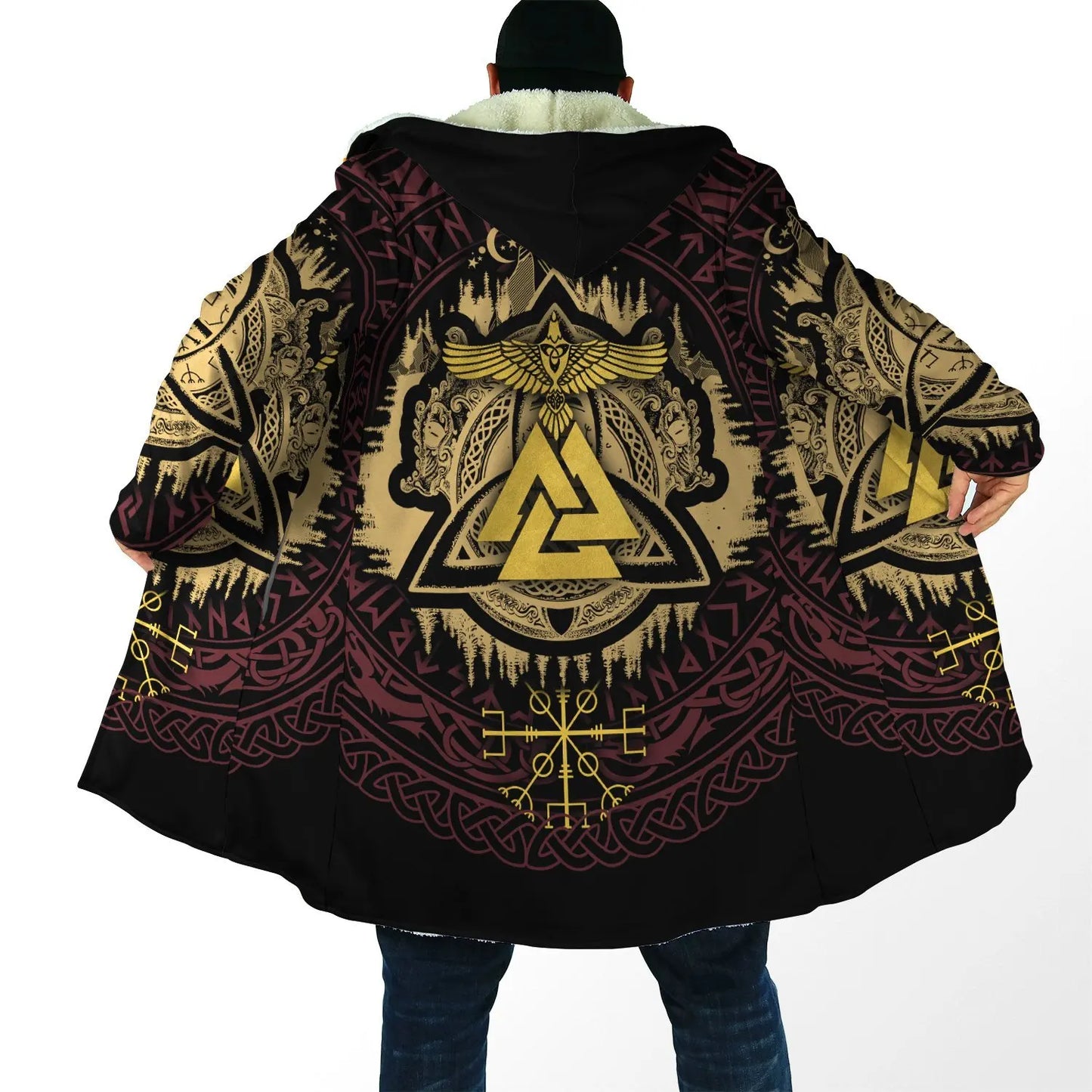 Winter Fashion Mens Hooded cloak Lion Tattoo Wolf 3D Printing Thick Fleece wind breaker Unisex Casual Warm Hood cloak DP04