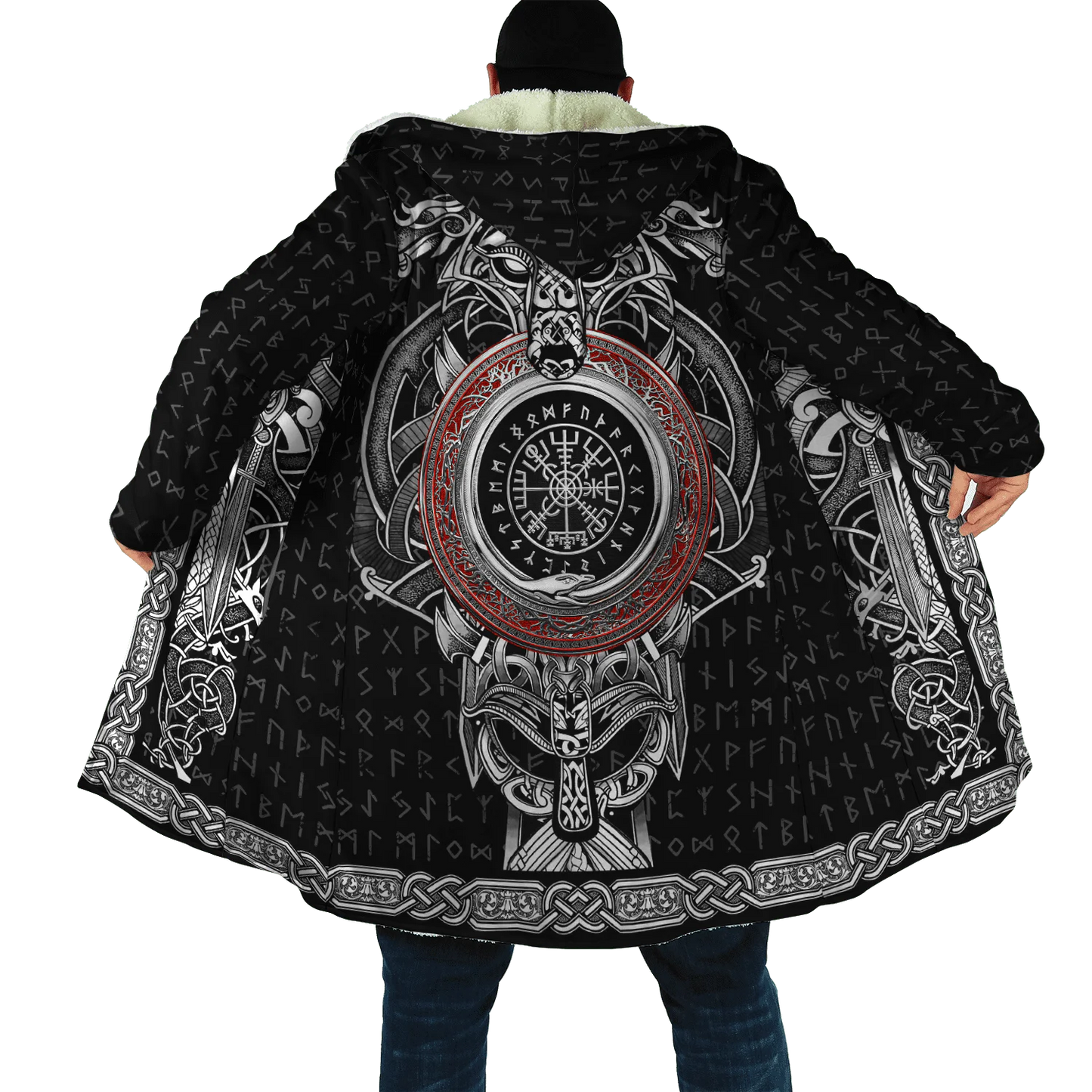 2021 Winter Mens Hooded cloak Raven Tattoo symbol 3D Printing Fleece wind breaker Unisex Casual Thick Warm Hood cloak PF16