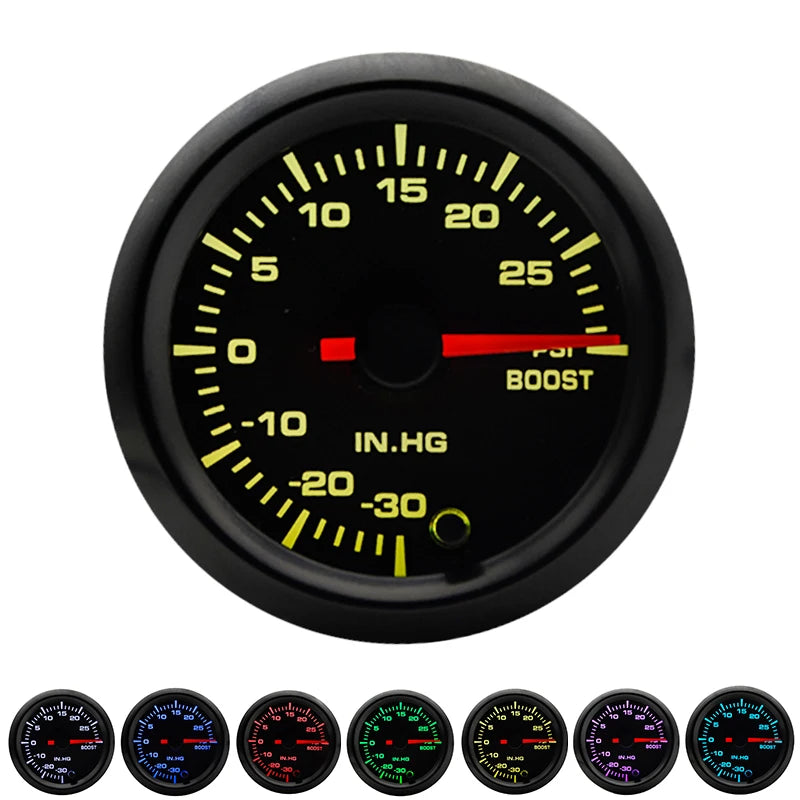 2" 52mm 7 Colors LED Boost/Water temp/Oil temp/Oil pressure/Voltmeter/Air fuel ratio/EGT/Tachometer RPM Car Gauge +Gauge Pods