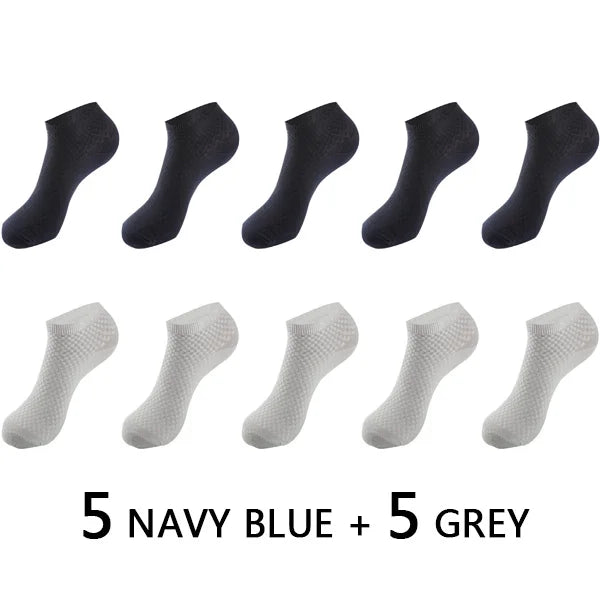 10Pairs/lot Bamboo Fiber Men Socks Large Size Short Ankle Business Black Male Meias Socks Breathable Men Plue Size EU38-48