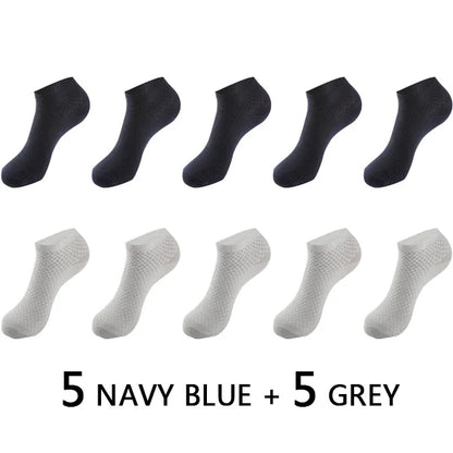 10Pairs/lot Bamboo Fiber Men Socks Large Size Short Ankle Business Black Male Meias Socks Breathable Men Plue Size EU38-48