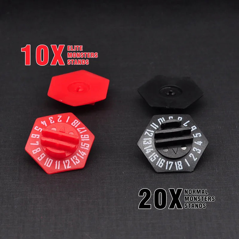 Gloomhaven Standee Bases Pack of 30 3D Printed Hex Monster Stand with Health Tracker and Status Token Slots