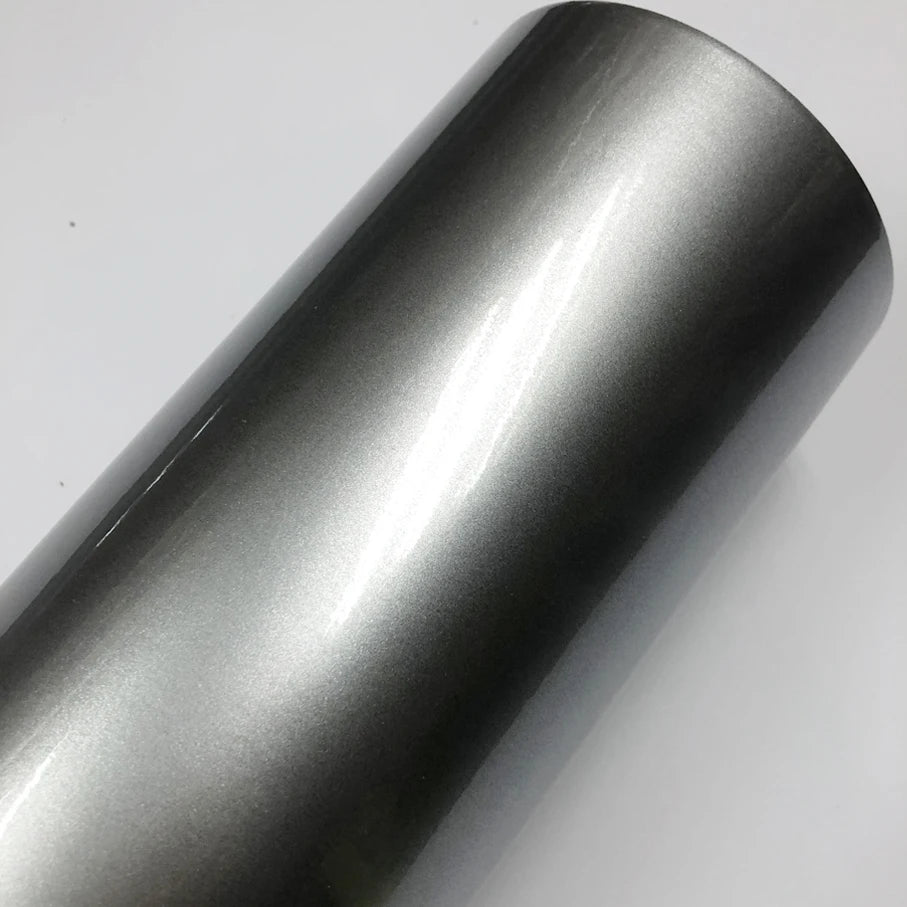 Gloss Metallic Gunmetal Vinyl Wrap Candy Glossy Grey Car Film Sticker With Air Bubble Auto Motorcycle Wrapping Covering Foil