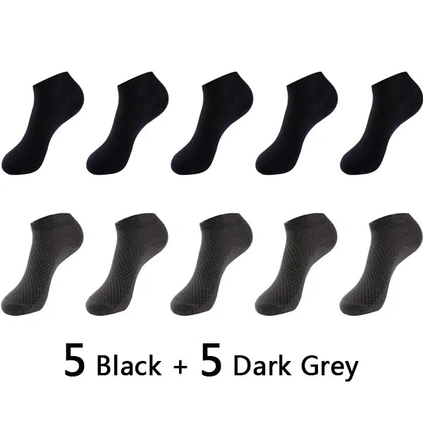 10Pairs/lot Bamboo Fiber Men Socks Large Size Short Ankle Business Black Male Meias Socks Breathable Men Plue Size EU38-48