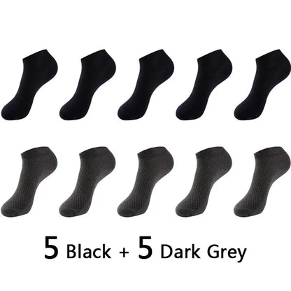 10Pairs/lot Bamboo Fiber Men Socks Large Size Short Ankle Business Black Male Meias Socks Breathable Men Plue Size EU38-48