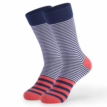 5Pairs Large Size Men Socks Hot Sale Standard Business Casual New Socks Striped Happy Cotton Sokcs Colorful Men Long Socks