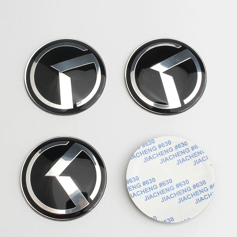 1 SET(7 Pcs) K Logo 3D Emblem Front Grille Trunk + Steering Wheel + Wheel Center Caps Sticker Badge for OPTIMA K5 Forte Koup