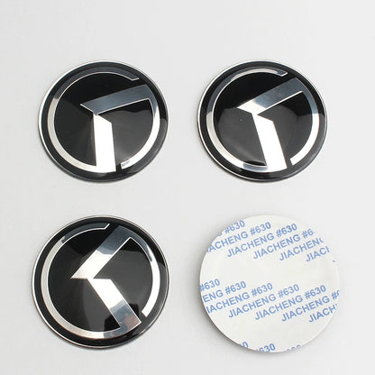 1 SET(7 Pcs) K Logo 3D Emblem Front Grille Trunk + Steering Wheel + Wheel Center Caps Sticker Badge for OPTIMA K5 Forte Koup