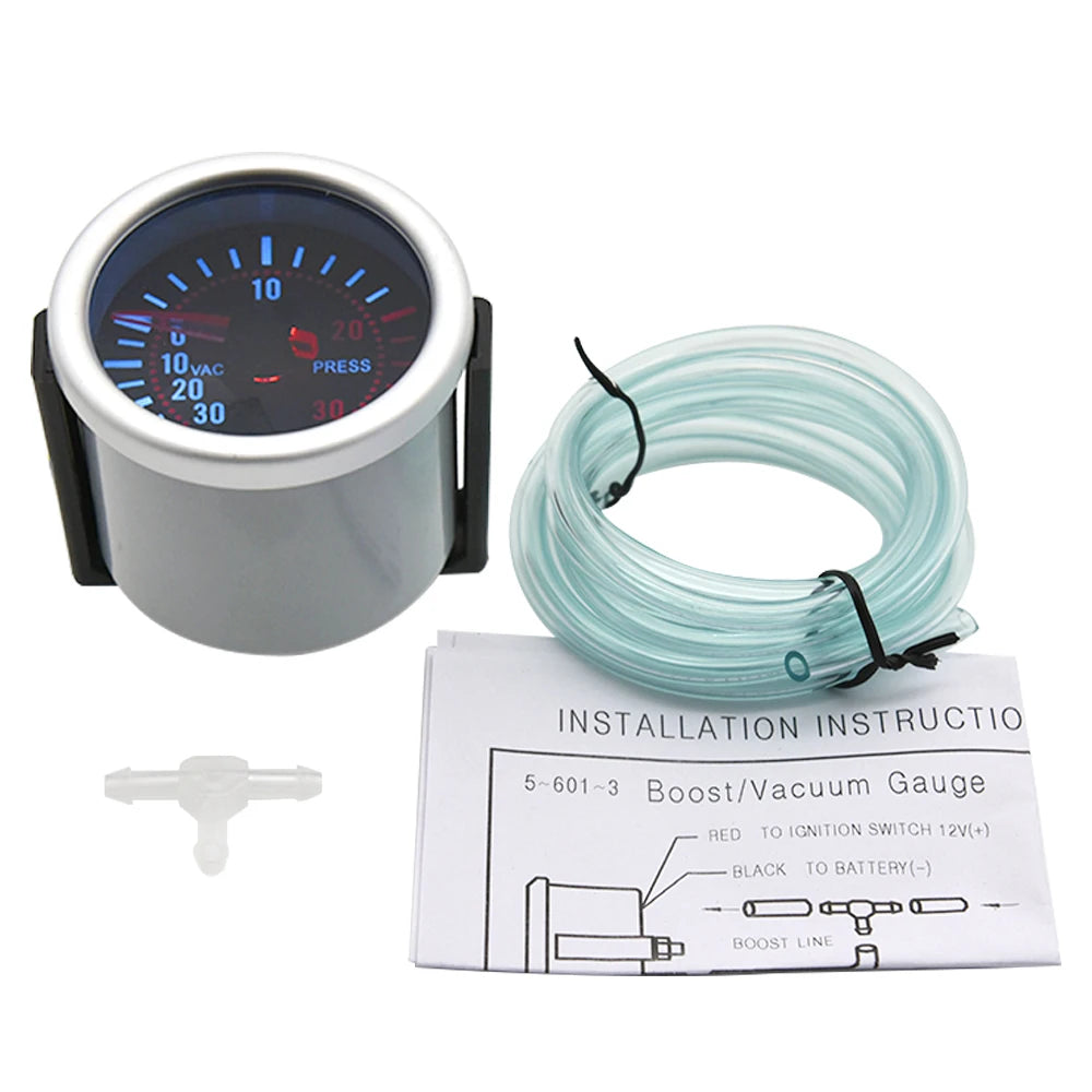 2"52mm Smoke Len PSI/BAR Turbo Boost Gauge Meter Water/Oil Temp Meter Tachometer Vacuum VOLT Oil Pressure for Gasoline Car 12V