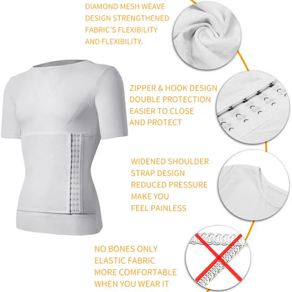 Mens Body Shaper Compression Shirts Abdomen Shapewear Tummy Slimming Sheath Gynecomastia Shapers Corset Waist Trainer Fajas Tops