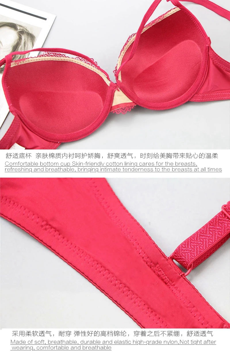 2021 New Push Up Lace Bra Sets Plus Size Lingerie BCDE Cup Adjusted Strap Bow Underwire Grey Red Blue Black White Underwear