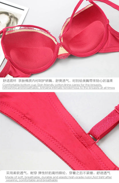 2021 New Push Up Lace Bra Sets Plus Size Lingerie BCDE Cup Adjusted Strap Bow Underwire Grey Red Blue Black White Underwear