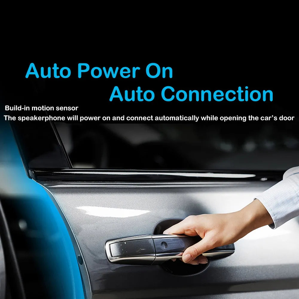 5.0 Handsfree Car Kit Hifi Speaker 2W Wireless Audio Receiver MP3 Music Player Noise Cancelling Sun Visor Clip