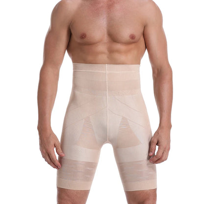 Men Body Shaper Compression Shorts Slimming Shapewear High Waist Pants Belly Control Waist Trainer Modeling Belt Male Underwear