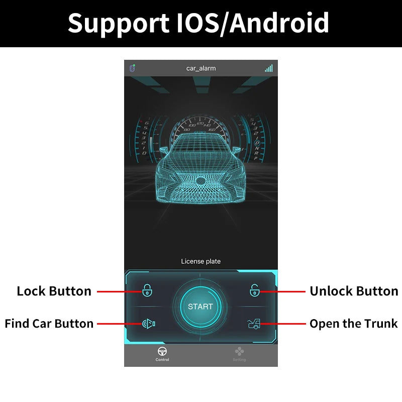 HIPPCRON Universal Car Alarm Systems Remote Central Kit Door Lock Keyless APP With Remote Contr Entry System Central Locking
