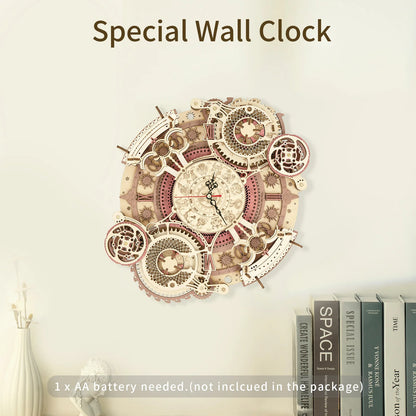 Robotime Rokr 3D Wooden Puzzles Steampunk Clock Kit DIY Mechanical Wall Quartz Aesthetic Room Decor Unique Gift For Adults