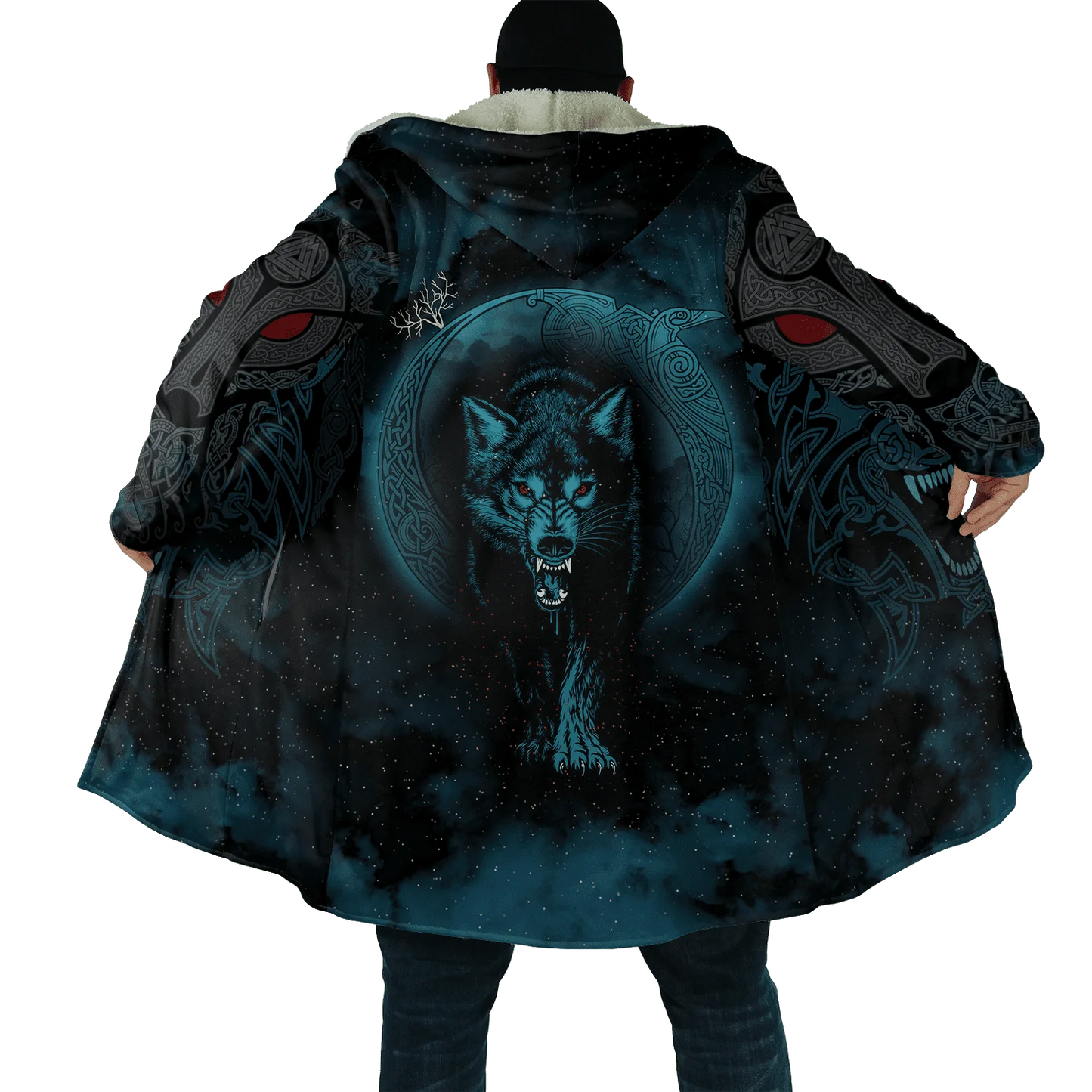 2021 Winter Mens Hooded cloak Raven Tattoo symbol 3D Printing Fleece wind breaker Unisex Casual Thick Warm Hood cloak PF16