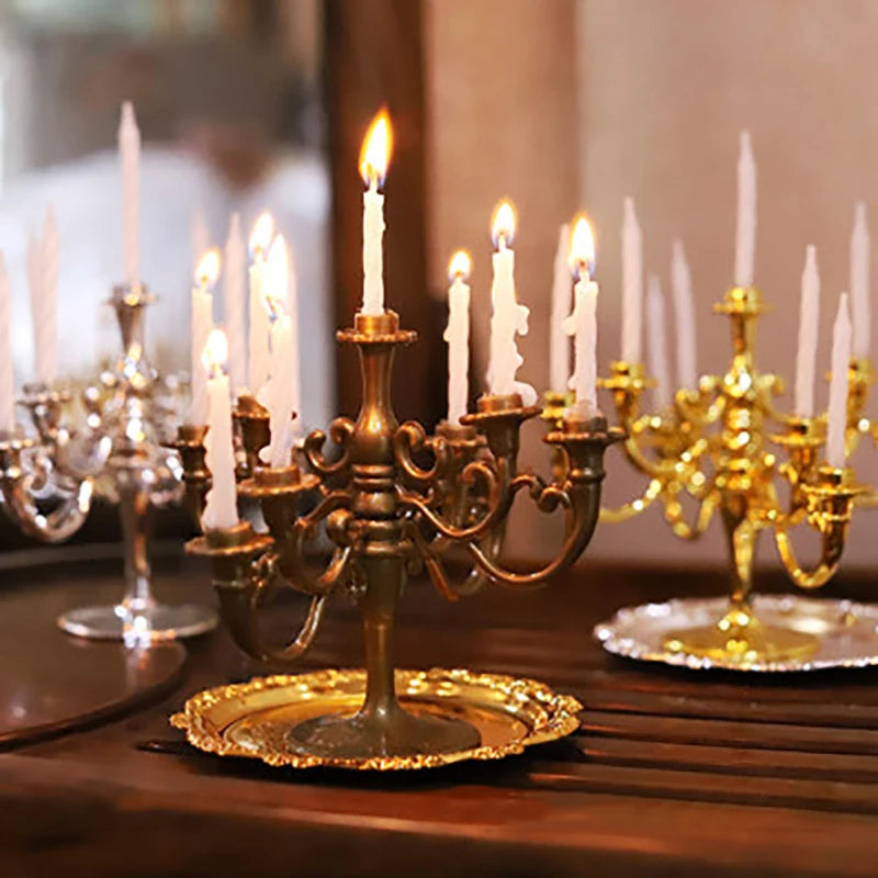 1Pcs 1:12 Dollhouse Mini Table Candle Candlestick Christmas Birthday Party Scene Home Ornament