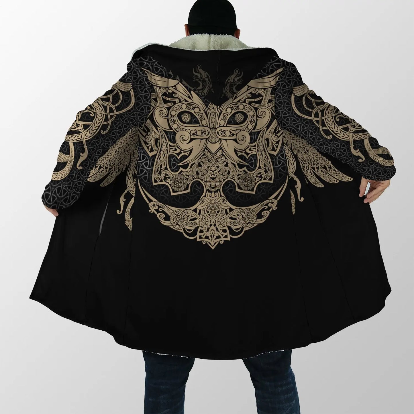 Winter Fashion Mens Hooded cloak Lion Tattoo Wolf 3D Printing Thick Fleece wind breaker Unisex Casual Warm Hood cloak DP04