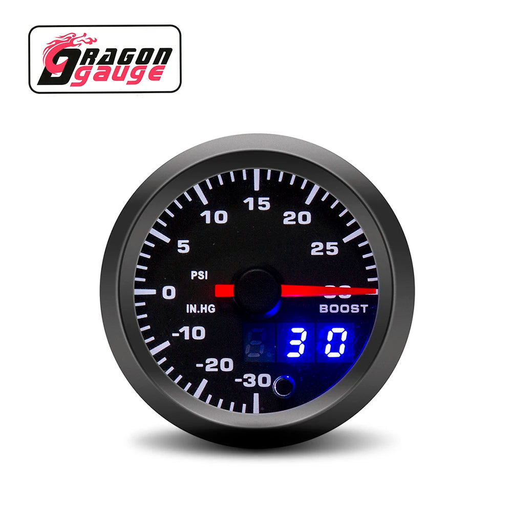 「DRAGON」 52mm Tachometer PRM Boost Gauge Voltage EGT Gauge Water Temperature Oil Temp Oil Pressure Car Gauge Fit for 12V Car
