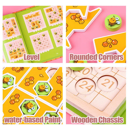 Montessori Magnetic Bee Puzzles Board Toys Logic Reasoning Thinking Board Games Wooden Educational Toys For Children Brain Train