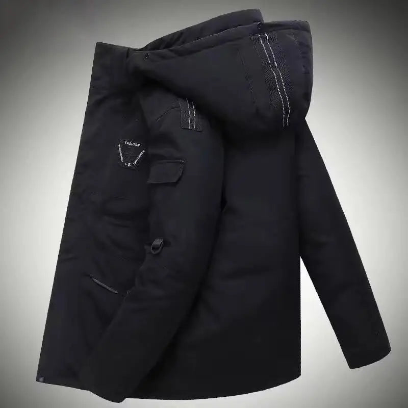 Men's White Duck Down Jacket Cargo Warm Hooded Thick Puffer Coats Couple High Quality Overcoat Thermal Winter Parka Streetwear