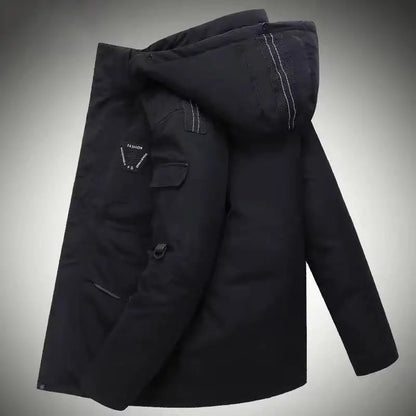 Men's White Duck Down Jacket Cargo Warm Hooded Thick Puffer Coats Couple High Quality Overcoat Thermal Winter Parka Streetwear