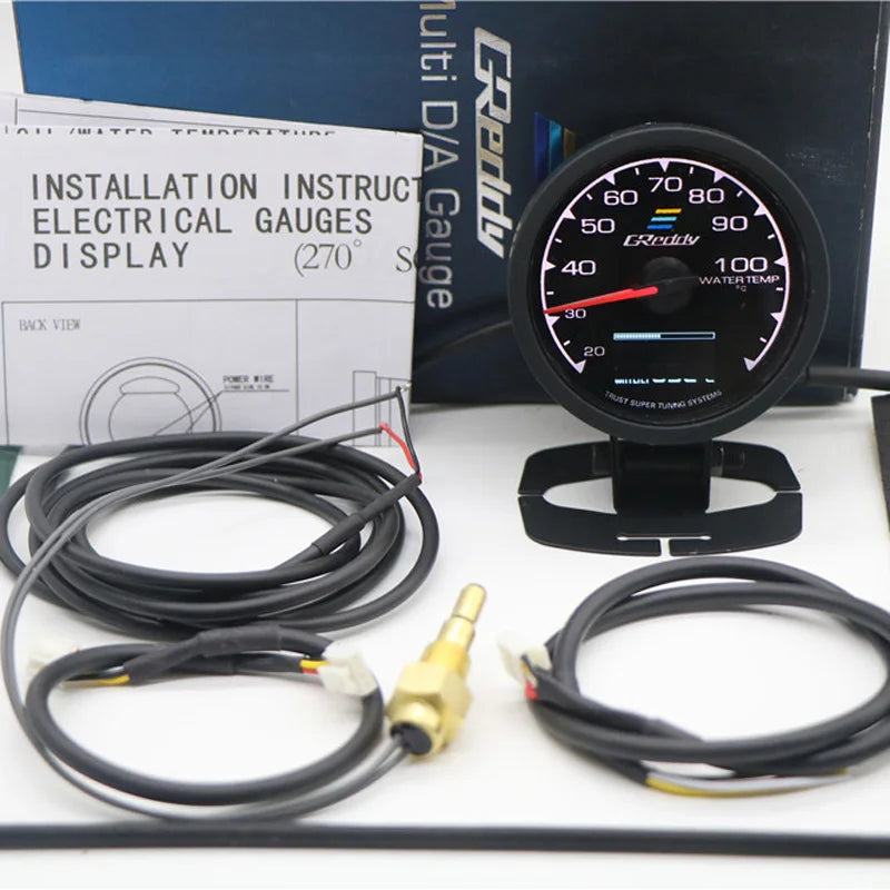 62mm GReddi  Water Temp Gauges LCD Digital Display Turbo Boost Oil Pressure Air Fuel Ratio Exhaust Fuel Volta Rpm Racing Meter