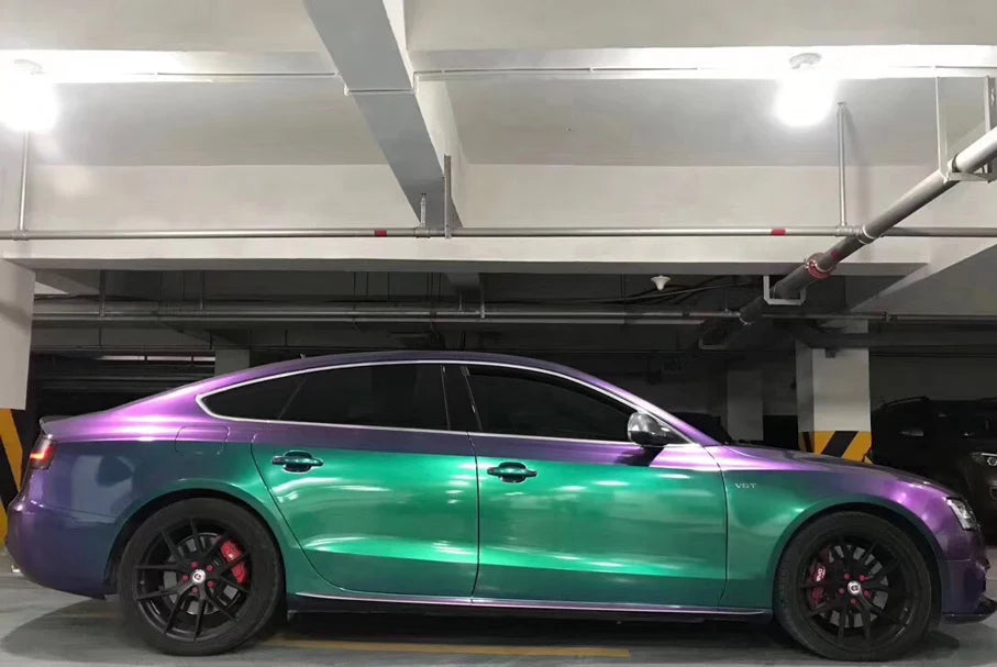 Premium Gloss Chameleon Pearl Glitter Metallic Green purple Vinyl Car Wrap Foil With Air Release Diamond Car Sticker Decal