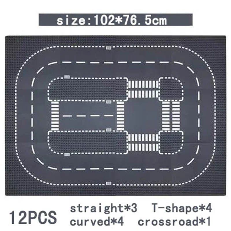 City Road Street Baseplate Straight Crossroad Curve T-Junction Building Blocks Base Plate 32*32 Compatible All Brands City