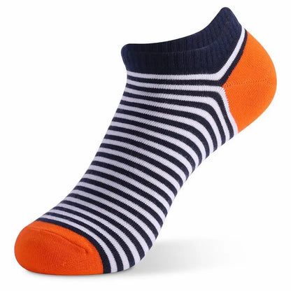 5 Pairs/ Lot Large Size Men's Socks Spring Summer Sports Breathable Fitted Striped Patchwork Ankle Socks Gifts for Men Meias