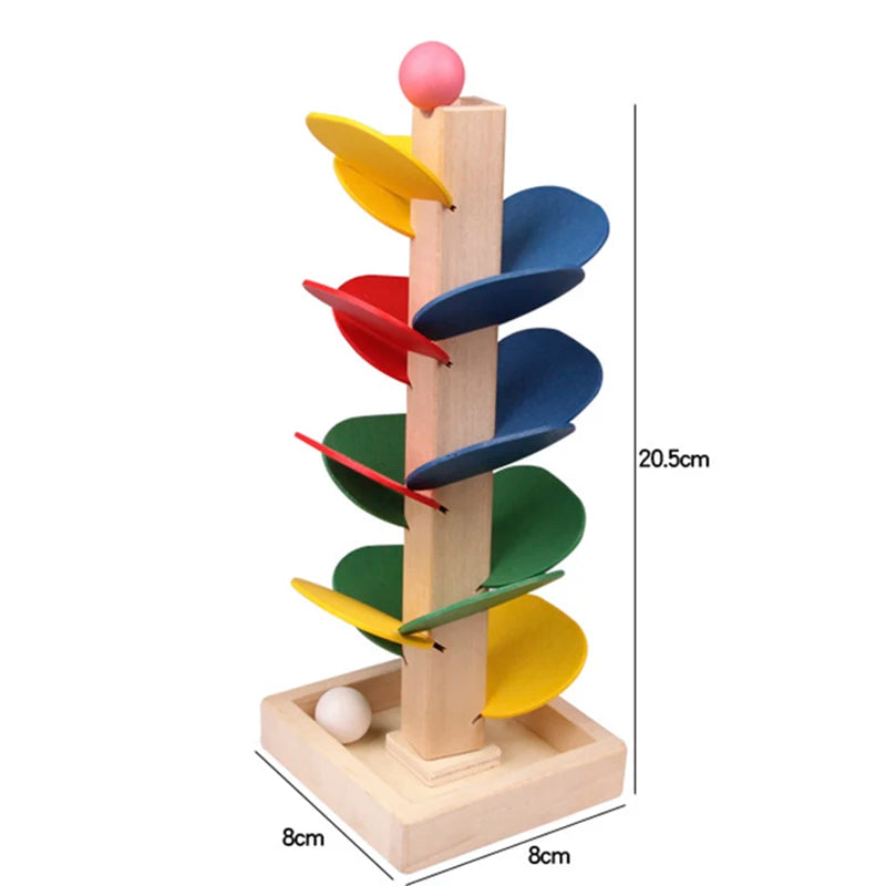 Colorful Tree Marble Ball Run Track Building Blocks Kids Montessori Wooden Toys Learning Educational Toys for Children 3 years