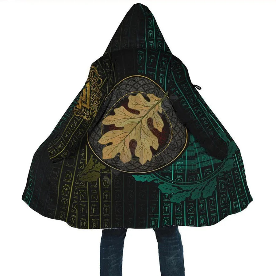 Yggdrasil - Norse Tree Of Life Cloak 3D Over Printed Hoodie Cloak for Men and Women Winter Fleece Wind Breaker Warm Hood Cloak