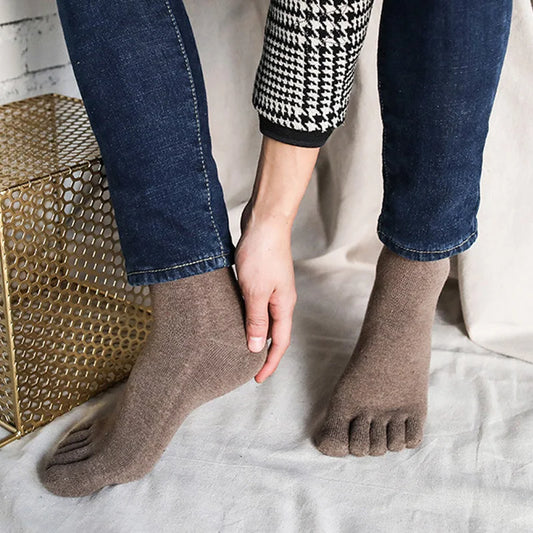 1/5 Pairs Winter Men Five Finger Socks Short Harajuku Wool Solid Business Anti-Bacterial Breathable Warm Socks With Toes Brand