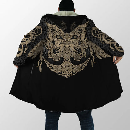 2021 Winter Mens Hooded cloak Raven Tattoo symbol 3D Printing Fleece wind breaker Unisex Casual Thick Warm Hood cloak PF16