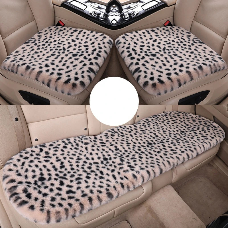Seat Cushion Leopard Fluffy Pink Covers for Cars Seat Cover Car Decor Accessories Interior for Women for BMW Honda Hyundai LADA